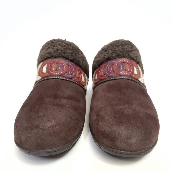 Spenco Clogs Size 9 B Brown Womens Shoe Slip On Faux Fur Suede - Picture 2 of 10